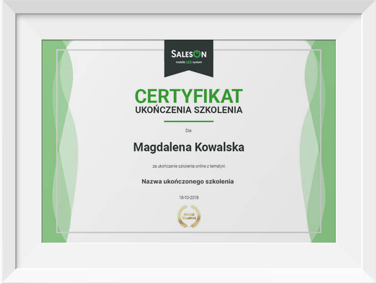 Certyfikat Współpraca przedstawiciela producenta z kupcem z sieci aptek 